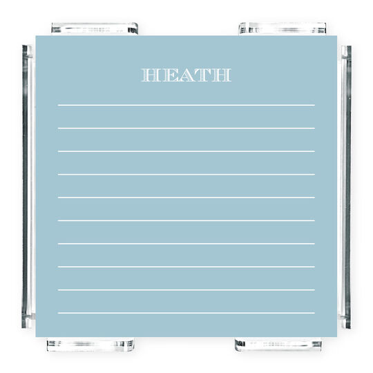 Light Blue Lined Memo Square with Acrylic Holder